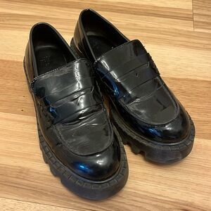 Black chunky loafers